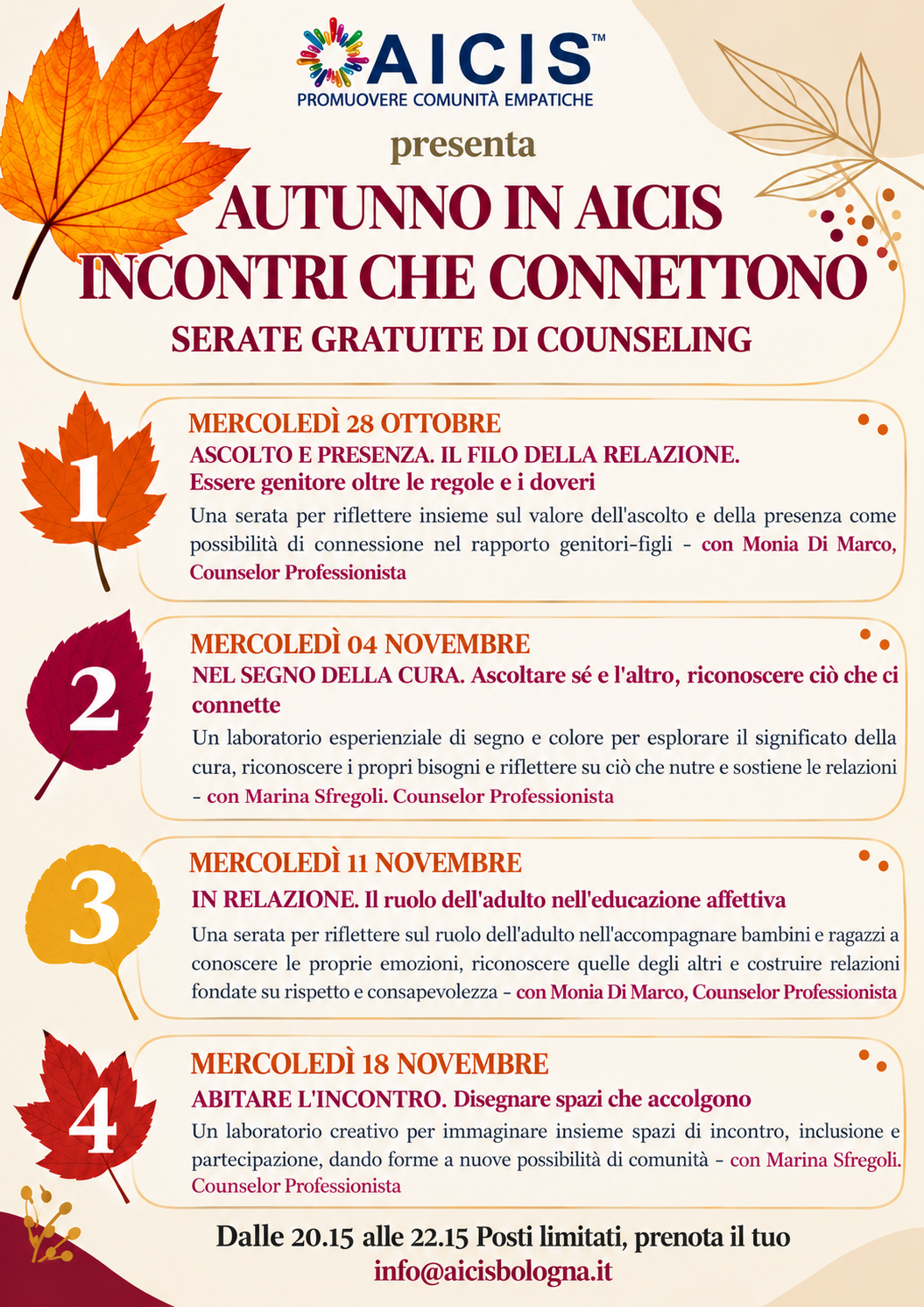 Autunno in AICIS Incontri che connettono